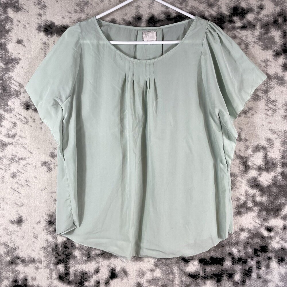 Anthropologie Postmark Blouse Womens Size 8 Green Polyester Boho‎ Casual Comfort